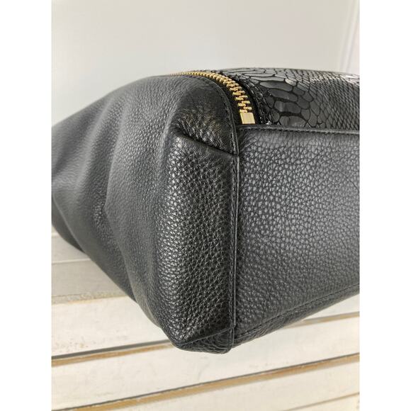 MICHAEL KORS, LARGE BLACK LEATHER ANIMAL PRINT SHOULDER BAG - Picture 7 of 12